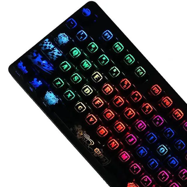 Main image of Hokeyio Japanese Anime Demon Slayer Keycaps 108 PBT Dye Sublimation OEM Profile for Cherry Mx Gateron Kailh Switch Mechanical Keyboard (Only keycaps)