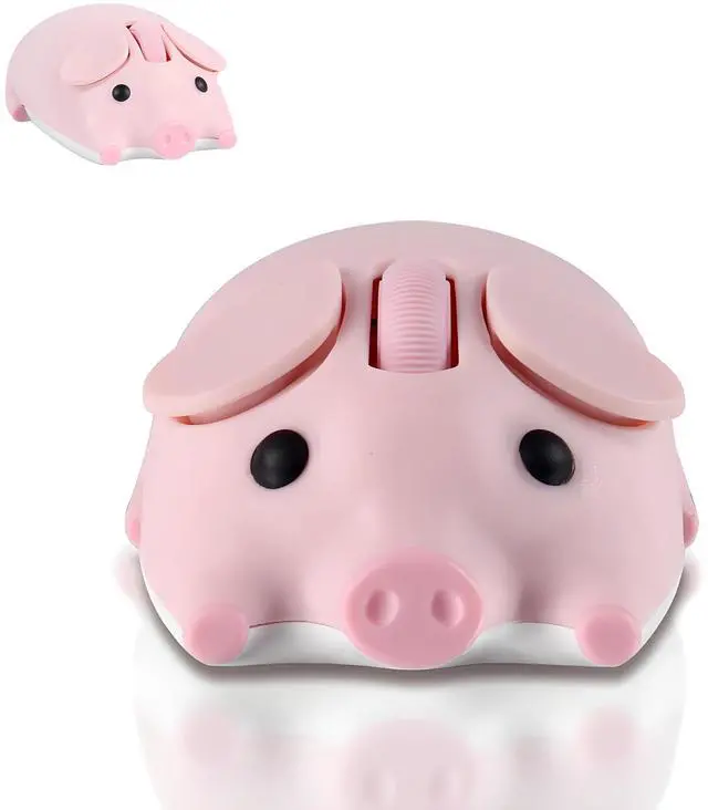 Main image of elec Space Cute Pig Design Wireless Mouse - Dual Mode Bluetooth & USB, Silent Operation, Ergonomic, Ideal for Laptops & PCs, for Animal Lovers and Family (Pink)