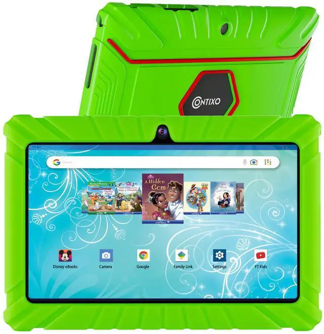 Alt view image 2 of 5 - Contixo 7 Kids Tablet Bundle - Learning Tablet and Headphones for Kids, Includes 50+ Disney Storybooks (Value $200), 7-inch HD, Ages 3-7, Parental Control, Android 11, 32GB, WiFi - Green (Kid Gift)