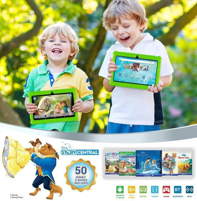 Alt view image 4 of 5 - Contixo 7 Kids Tablet Bundle - Learning Tablet and Headphones for Kids, Includes 50+ Disney Storybooks (Value $200), 7-inch HD, Ages 3-7, Parental Control, Android 11, 32GB, WiFi - Green (Kid Gift)
