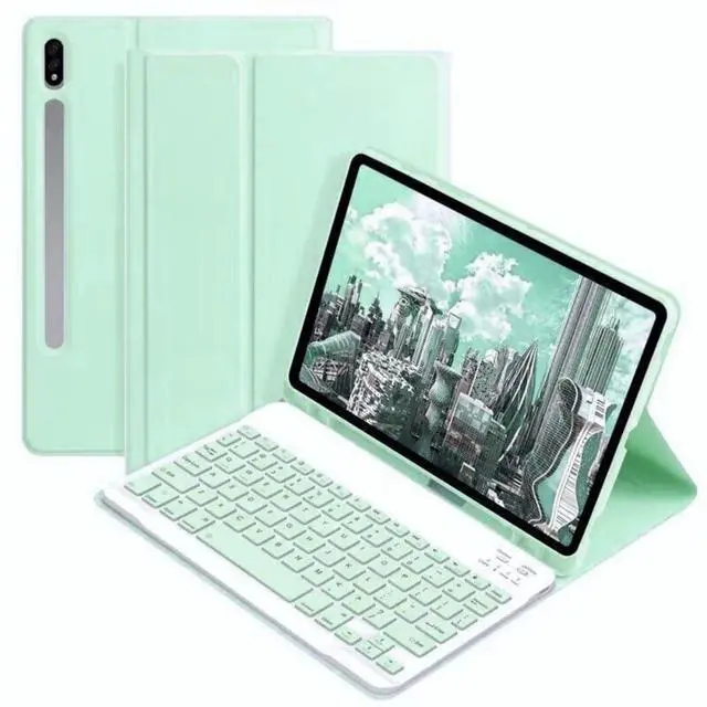 Main image of AnMengXinLing Galaxy Tab A8 10.5inch Tablet Case with Keyboard, Candy Colors Slim Protective Cover with Magnetic Detachable Keyboard with S Pen Holder for Tab A8 10.5" SM-X200/X205/X207Mint Green