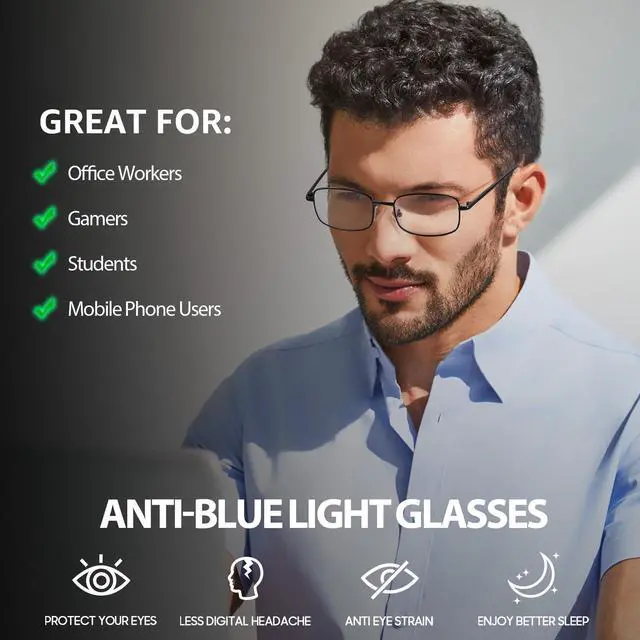 Alt view image 2 of 5 - Myiaur Blue Light Glasses for Men Women, Non Prescription Anti-Blue Light Computer Glasses for Screen Protection Fake Glasses
