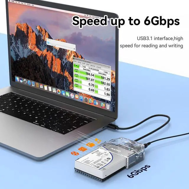 Alt view image 3 of 5 - MAIWO SAS to USB-C Adapter Enclosure(MAX 6Gbps),Tool-Free 2.5 inch SAS/SATA External Hard Drive Enclosure with 6TB Storage Expansion,12V3A Power Supply, Plug and Play
