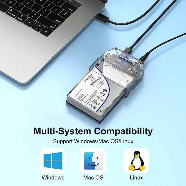 Alt view image 4 of 5 - MAIWO SAS to USB-C Adapter Enclosure(MAX 6Gbps),Tool-Free 2.5 inch SAS/SATA External Hard Drive Enclosure with 6TB Storage Expansion,12V3A Power Supply, Plug and Play