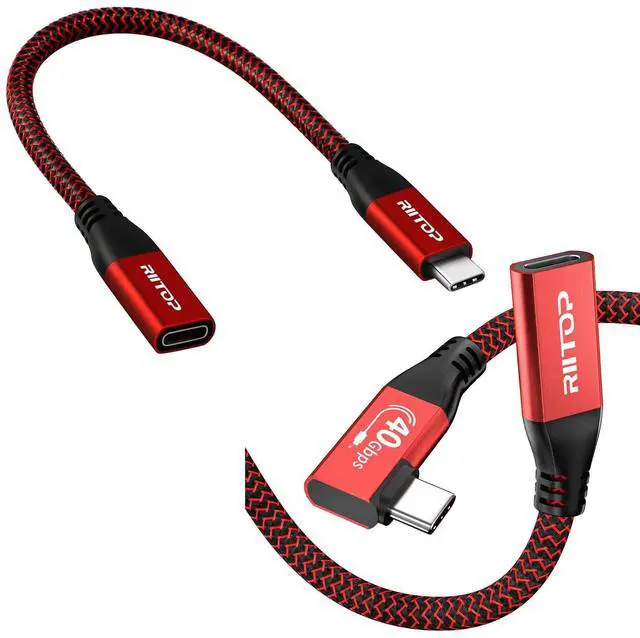 Main image of RIITOP USB4 Extension Cable 40Gbps [2.6FT, Angled] + USB C Extension Cable 10Gbps 7.8inch