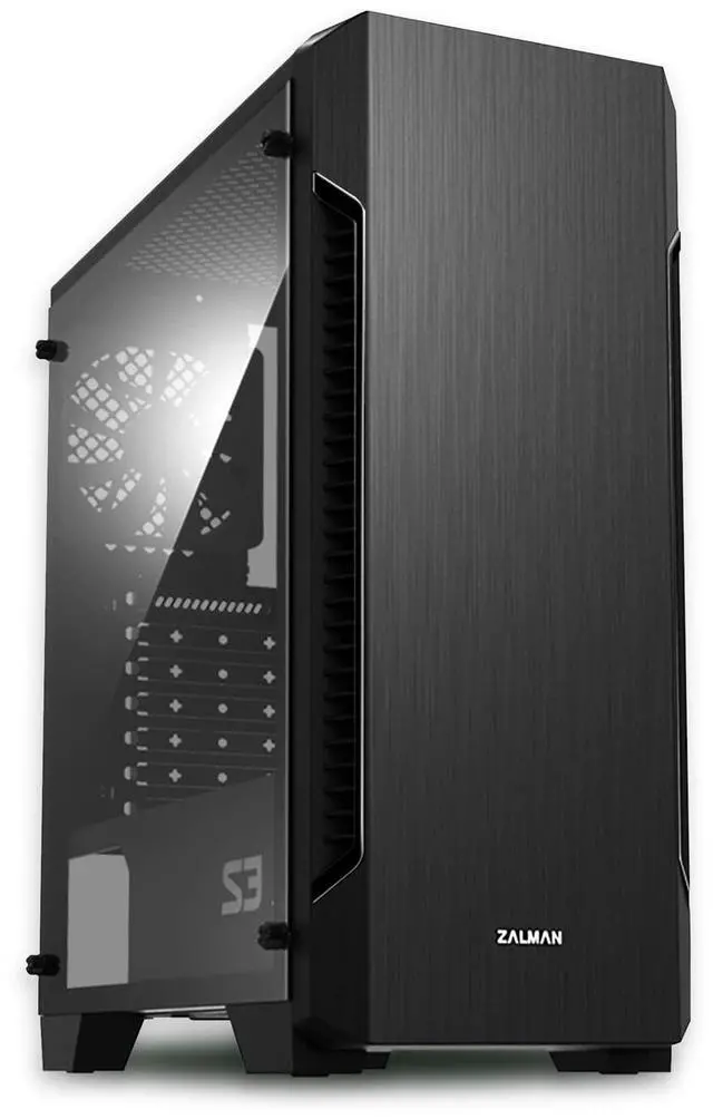 Main image of Zalman - S3 - ATX Mid-Tower PC Case - Full Acrylic Side Panel - 3x Case Fan 120mm Pre-Installed, Black
