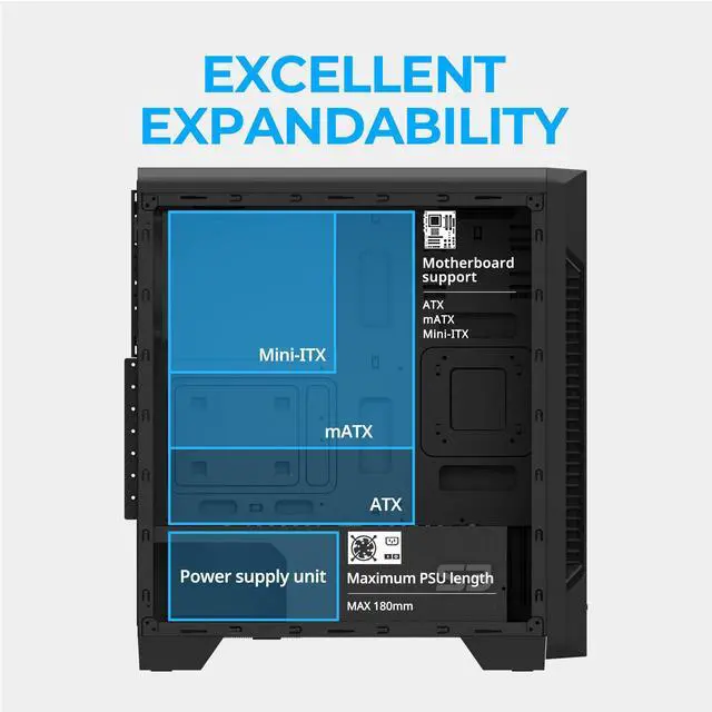 Alt view image 4 of 5 - Zalman - S3 - ATX Mid-Tower PC Case - Full Acrylic Side Panel - 3x Case Fan 120mm Pre-Installed, Black