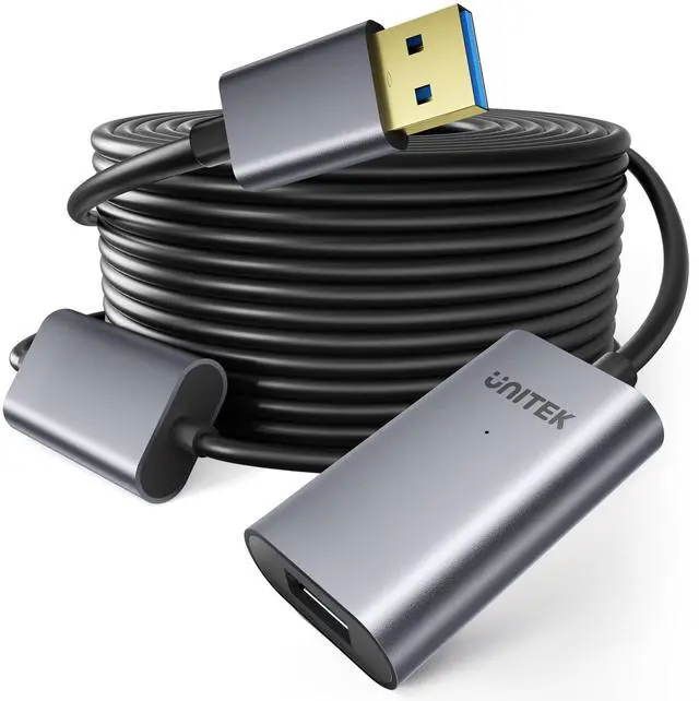 Main image of Unitek USB 3.0 Active Extension Cable, 32 Feet Extender Cord for Oculus Rift, Xbox Kinect, PlayStation, Webcam with 5V2A Power Adapter, Signal Booster,Aluminum