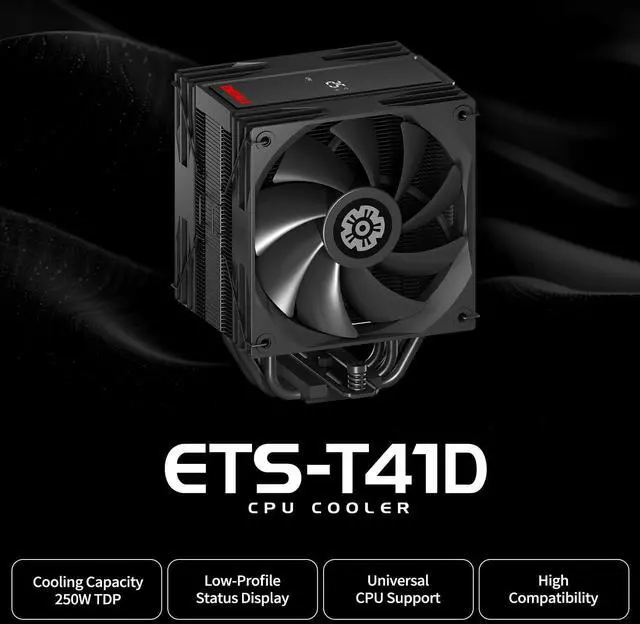 Alt view image 2 of 5 - Enermax T41 Digital CPU Air Cooler 157mm Height All-Black CPU Air Cooler 4 Heat Pipes with Dual 120mm PWM Fan 250W TDP, for Intel 1851/1700/1200/115X, AMD AM5/AM4