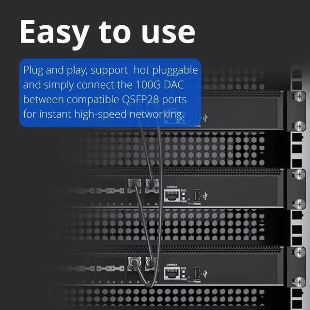 Alt view image 2 of 5 - ipolex 100G QSFP28 DAC Cable - 100GBASE-CR4 Passive Copper Twinax QSFP28 Cable, 2M (6.5ft) | Compatible with Cisco QSFP-100G-CU2M, Ubiquiti, Arista, Supermicro and More