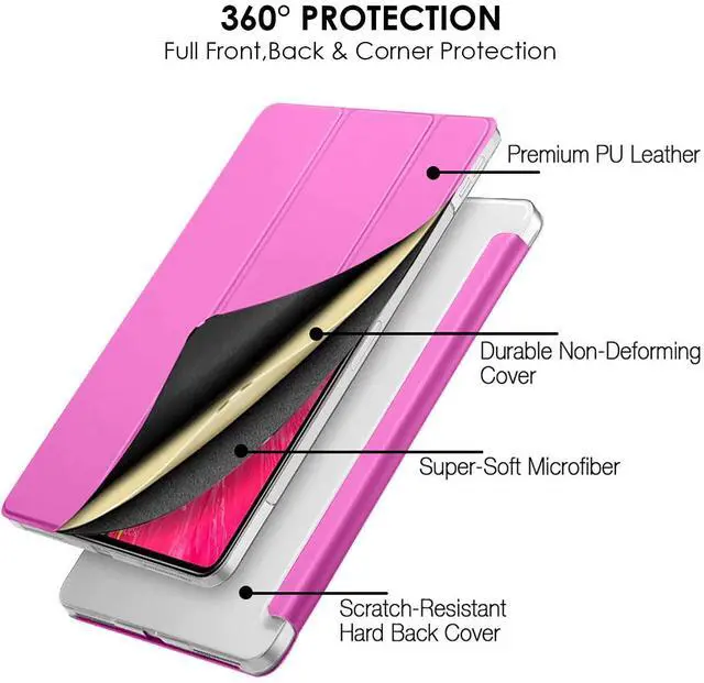 Alt view image 5 of 5 - DuraSafe Cases for iPad PRO 11 Inch 2 3 1 [ PRO 11 2nd 3rd 1st Gen 2020 2021 2018 ] A2377 A2459 A2301 MHQR3LL/A MHQT3LL/A MHQW3LL/A MHQX3LL/A MHQU3LL/A MHQV3LL/A Hard PC Back Trifold Cover - Pink