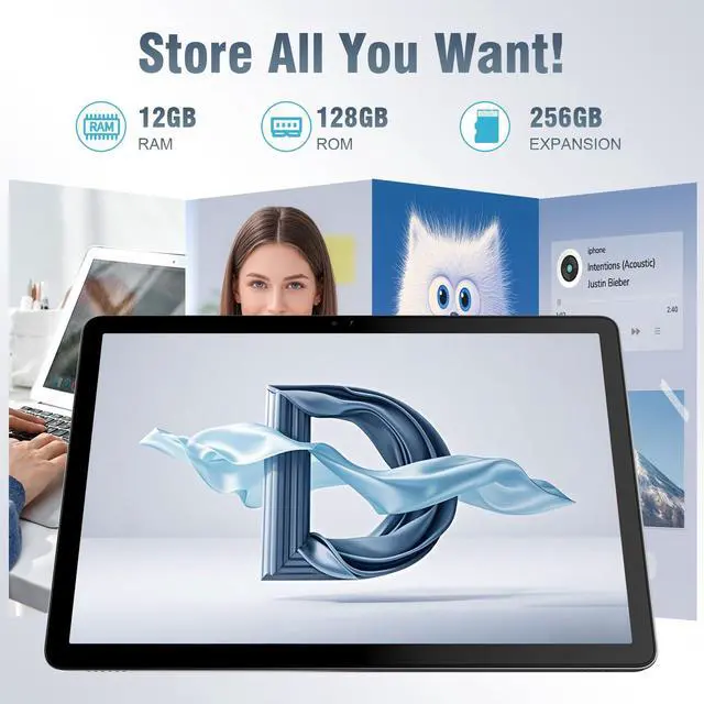 Alt view image 2 of 5 - DigiLand Android Tablet, 10.1 inch Android 14 Tablet, Octa-core CPU,12GB RAM+128GB ROM(Support Expand TF) 8MP Front+13MP Back Camera,800x1280 Resolution,WiFi 6 & Bluetooth 5.0,6000 mAh Battery-Blue