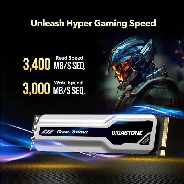 Alt view image 2 of 5 - Gigastone M.2 SSD 1TB PCIe 3.0 NVMe SSD 3,400MB/s Internal Gaming Solid State Hard Drive Turbo Speed Heatsink Cooling Heat Dissipation PC Laptop Storage for Gamers Video Editing Creators