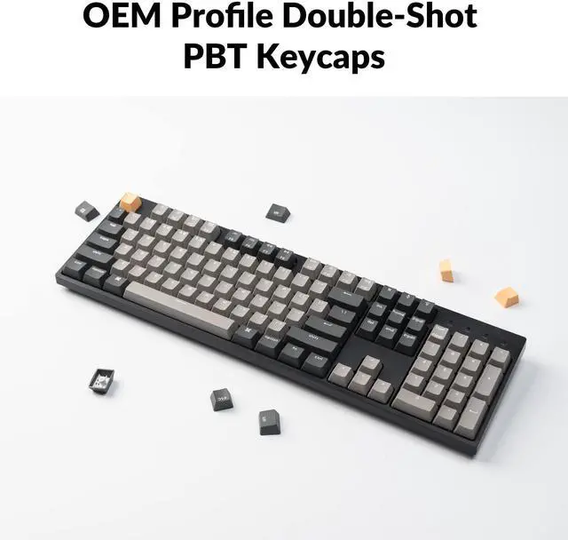 Alt view image 4 of 5 - Keychron C2 Pro Wired Custom Mechanical Keyboard Full Size Layout QMK/VIA Programmable Macro White Backlit with Keychron K Pro Brown Switch OEM Profile Double-Shot PBT Keycaps for Mac Windows Linux