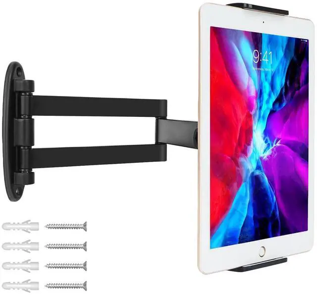 Main image of GSRUAN Tablet Wall Mount with Adjustable Long Arm Hinge 360° Swivel Bracket for 4.7 to 12.9 inch Tablet or PhoneBlack
