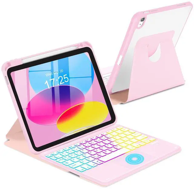 Main image of MePadKey Touchpad Keyboard Case for iPad (A16) 11th 10th Generation, 360 Rotation Cover with Pencil Holder Wireless Backlit Detachable Keypad for iPad 11 inch 2025/10 Gen 10.9" 2022 Pink