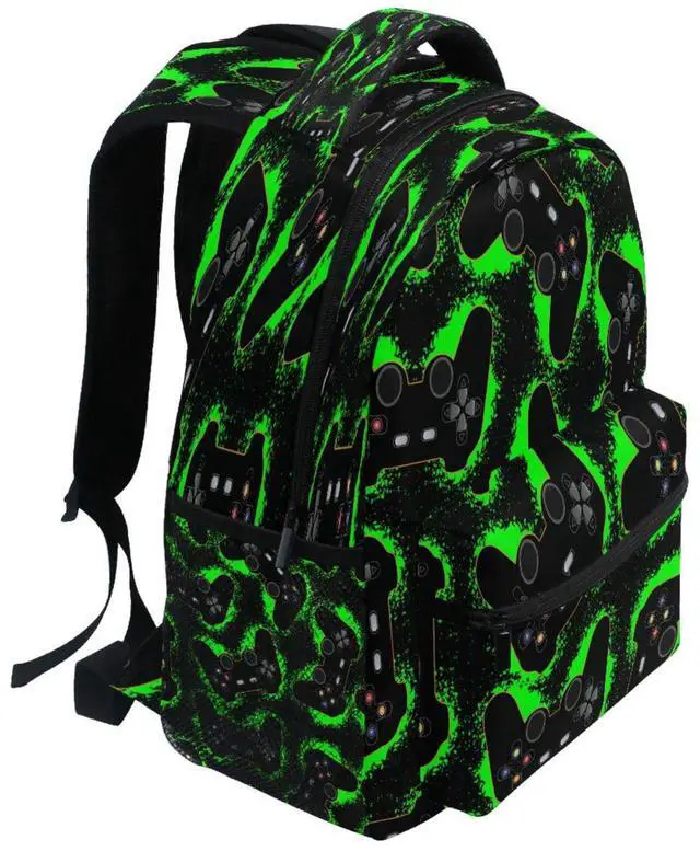 Alt view image 2 of 5 - Kcldeci Toddler Backpack for School Joystick on Green Blots Boys Girls Kids School Bags Bookbag Elementary Children Bookbags Casual Travel Back Pack