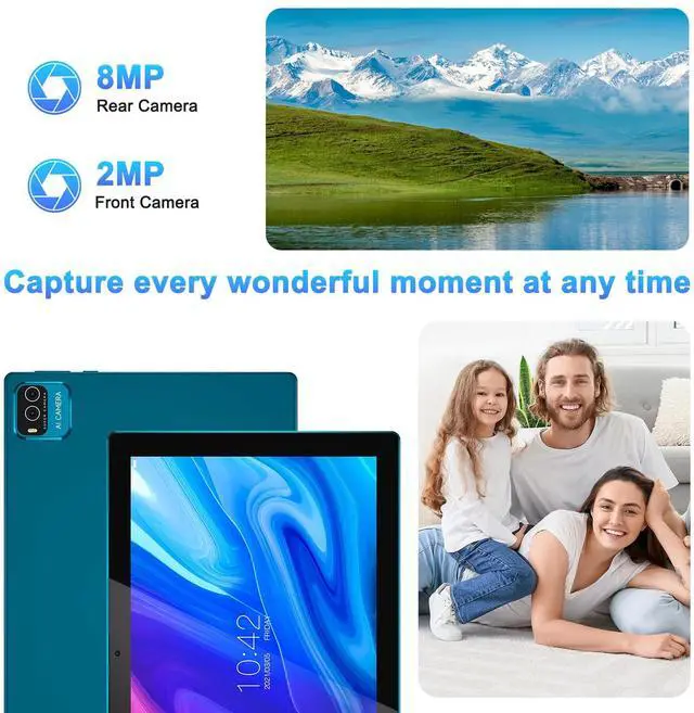 Alt view image 3 of 5 - 10 Inch Tablet Android 15(NOT GO) Tablets with keyboard 64GB ROM+12GB RAM(4+8 expansion) Supports 1TB Expansion 2MP+8MP Dual Camera 6000mAh 5G WiFi6 Tableta, Tablets with Mouse/Case/Stylus/USB-C Cable