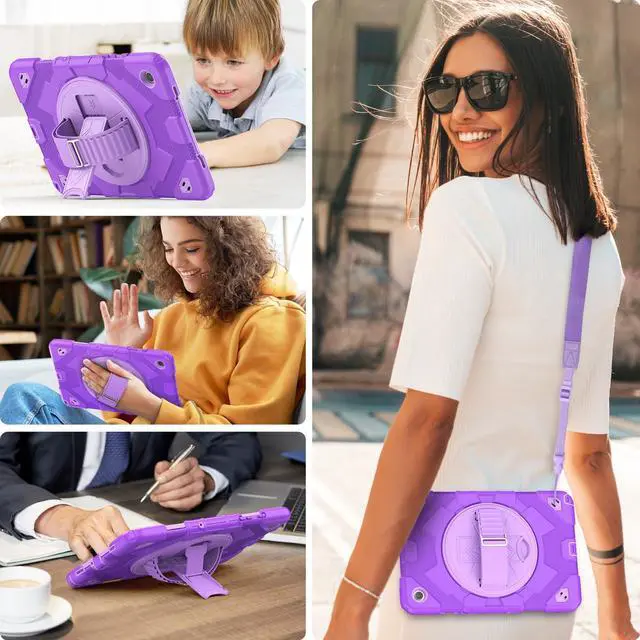 Alt view image 2 of 5 - HXCASEAC Case for Samsung Galaxy Tab A9 Plus/A9+ 11 Inch with Screen Protector/Adjustable Hand Strap/Pen Holder, 3-Layer Drop Proof SM-X210/X216/X218 - Purple
