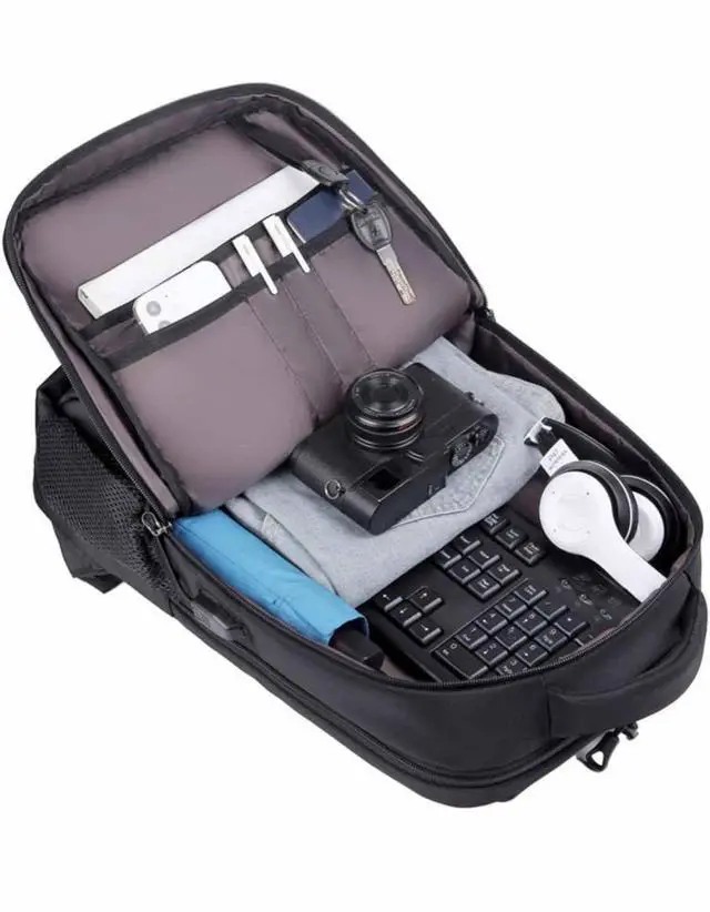 Alt view image 2 of 4 - Laptop Backpack 15.6 Inch Travel USB Port Business Oxford PU Waterproof