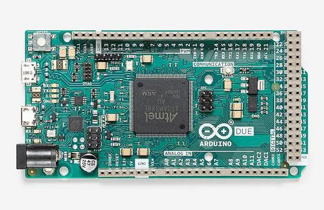 Alt view image 3 of 5 - Arduino Due with Headers [A000062]  32-bit ARM Cortex-M3, 84MHz, 54 Digital I/O Pins, 12 Analog Inputs, 512KB Flash, USB Host, Pre-Soldered Headers, Compatible with Arduino IDE for Advanced Projects