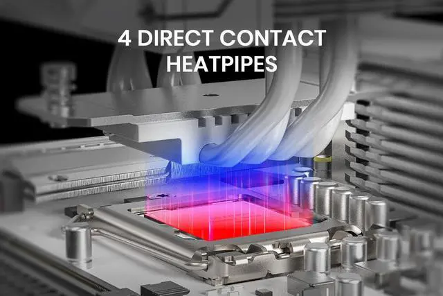 Alt view image 2 of 5 - ID-COOLING FROZN A410 ARGB White - 6" Height White Air CPU Cooler with ARGB Lighting, 4×6mm Heatpipes, 120x120x25mm FDB Fan, TDP 220W, Intel LGA1700/1851/1200/115X; AMD AM4/AM5 (152mm in Height)