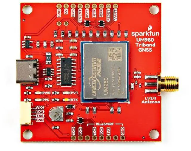 Alt view image 2 of 5 - SparkFun Triband GNSS RTK Breakout - UM980 1408-Channel GNSS Receiver, high Precision RTK Position Module, USB Type C, Board Dimensions: 2.0in. x 2.0in. (50.8mm x 50.8mm)
