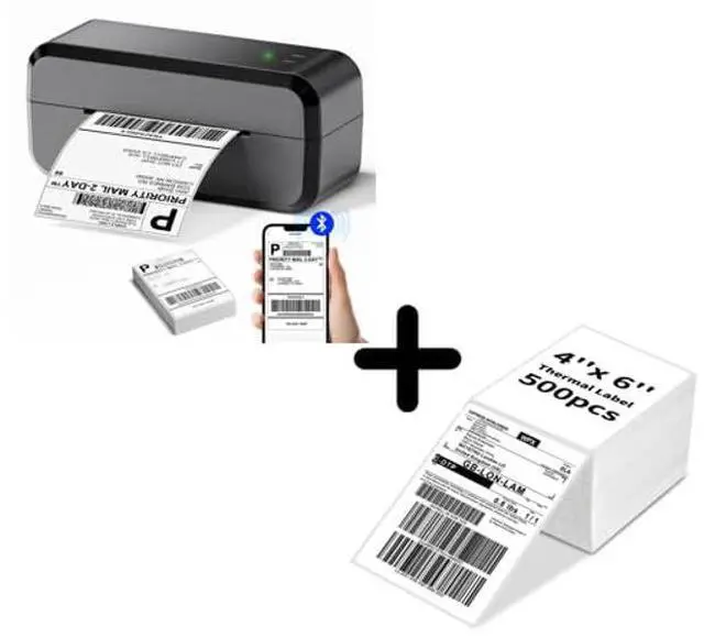 Main image of NelkoGlobal 4x6 Direct Thermal Shipping Fan-Fold Sticker Labels with Label Printer