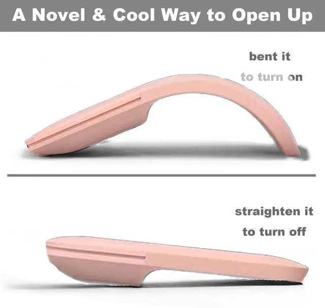 Alt view image 4 of 5 - PCTC Arc Touch Mouse,Compatible with Microsoft Surface Arc Mouse Folding Mouse FHD-00001/FHD-00002/FHD-00003 Portable Foldable Mouse Silent Folding Arc Mouse for Computer Mac OS Laptop Notebook (Pink)