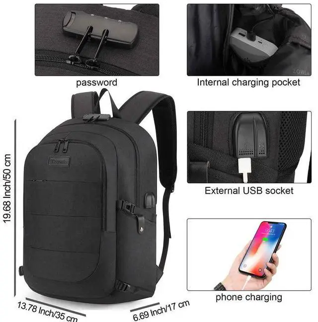 Alt view image 4 of 5 - Tzowla Laptop Backpack for Men Women,Travel Work Security Anti Theft Water Resistant Durable Computer Bookbags with USB Charging Port,Gifts, Fit 14.3/15.6 inch Accessories