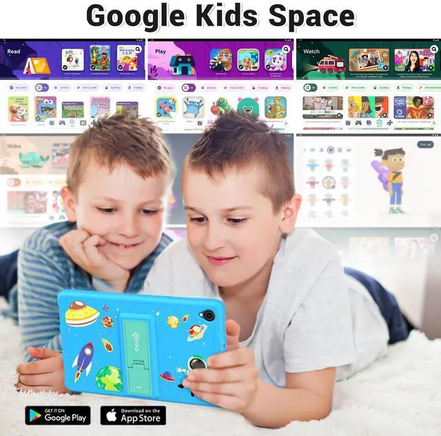 Alt view image 5 of 5 - Contixo 8 Kids Tablet - K81 8-inch, 80 Disney Storybooks Pre-Installed (Value $350), Ages 3-12, Parental Controls, Android 13 OS, 64GB, HD Dual Camera, WiFi, Kid-Proof case - Blue