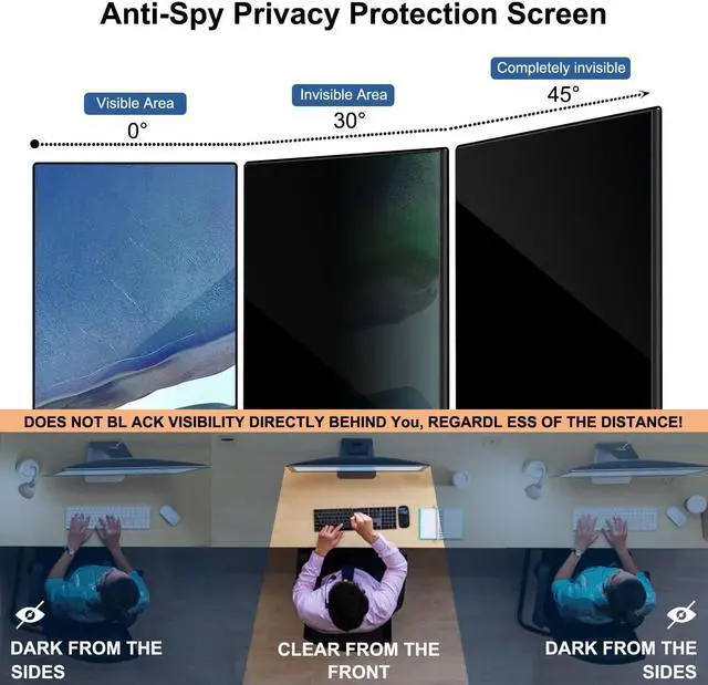 Alt view image 3 of 5 - Hanging Computer Privacy Screen Protector Shield Compatible for 26/27 Inch Widescreen Desktop Monitor -Anti Glare & Blue Light Filter-Hanging Design for Easy On/Off