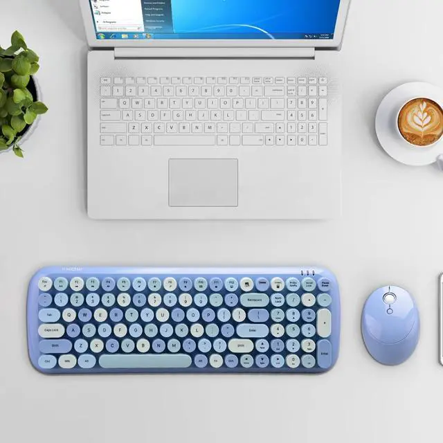 Alt view image 2 of 5 - MOFii Wireless Keyboard and Mouse Combo, 2.4Ghz Colorful Keyboard with Multi-Media Function Keys and Number Pad Compared for PC Computer Windows (Blue Mixed)