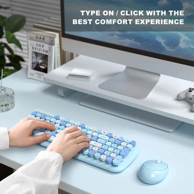 Alt view image 4 of 5 - MOFii Wireless Keyboard and Mouse Combo, 2.4Ghz Colorful Keyboard with Multi-Media Function Keys and Number Pad Compared for PC Computer Windows (Blue Mixed)