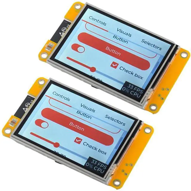 Main image of DIYmalls 2.8 inch ESP32-2432S028R ESP32 Yellow Display - 9341 Resistive Touchscreen 240x320 TFT LCD Module CYD Development Board for Arduino IDE (Pack of 2)
