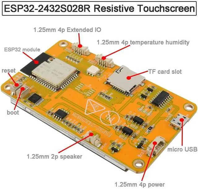 Alt view image 2 of 5 - DIYmalls 2.8 inch ESP32-2432S028R ESP32 Yellow Display - 9341 Resistive Touchscreen 240x320 TFT LCD Module CYD Development Board for Arduino IDE (Pack of 2)