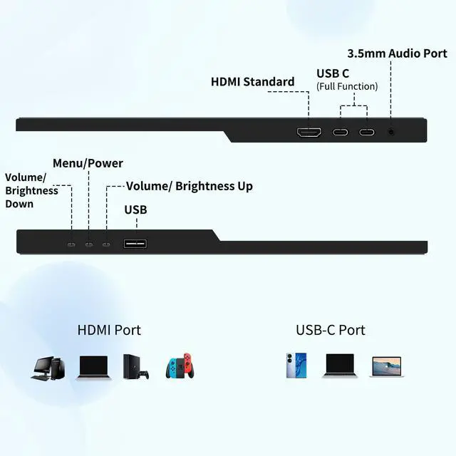 Alt view image 4 of 5 - Touchscreen Portable Monitor, 15.6inch Monitor HDR IPS FHD 1920x1080 300cd/m² 10 Point Touch Display USB C/HDMI Computer Monitor with Dual Speakers for Xbox/Raspberry Pi/Laptop/PC/xbox/PS4/5