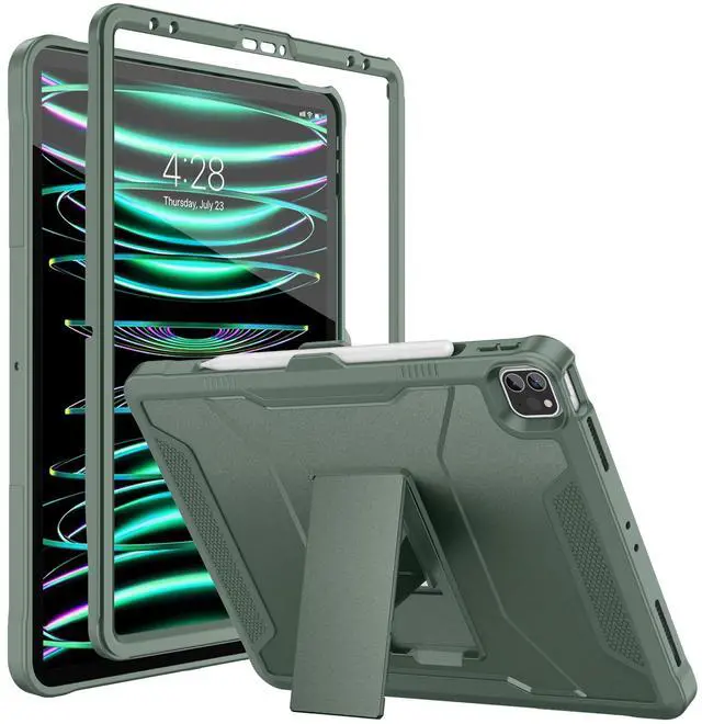 Main image of Soke Case for iPad Pro 12.9 Inch 6th/5th/4th Generation(2022/2021/2020 Release), Rugged Shockproof Protective Cover with Built-in Kickstand for Apple iPad Pro 12.9 - Calke Green