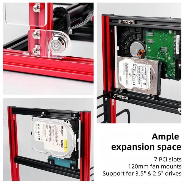 Alt view image 3 of 5 - PC Frame Test Bench, Aluminum Open Air PC Case, DIY Computer Motherboard Case Rack, Water Cooling Fan Frame Chassis for Creative Assembly Support ITX ATX MATX