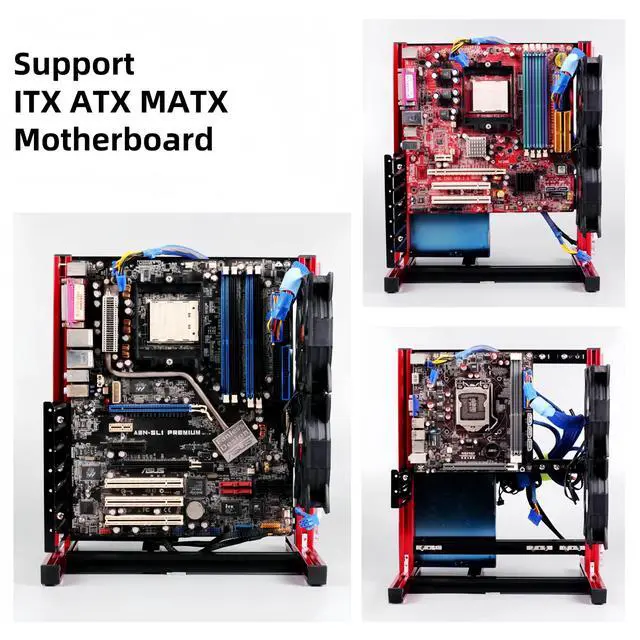 Alt view image 5 of 5 - PC Frame Test Bench, Aluminum Open Air PC Case, DIY Computer Motherboard Case Rack, Water Cooling Fan Frame Chassis for Creative Assembly Support ITX ATX MATX