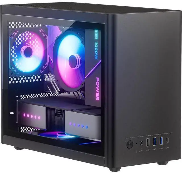 Main image of Micro ATX Case with Fans, 2PCS 90mm RGB Fans Pre-Installed,14.6L 0.8mm Thickness SPCC MATX PC Case Mini ITX PC Case with Type C USB3.0, Supports 135mm CPU Cooler, 310mm GPU and Standard ATX PSU Black