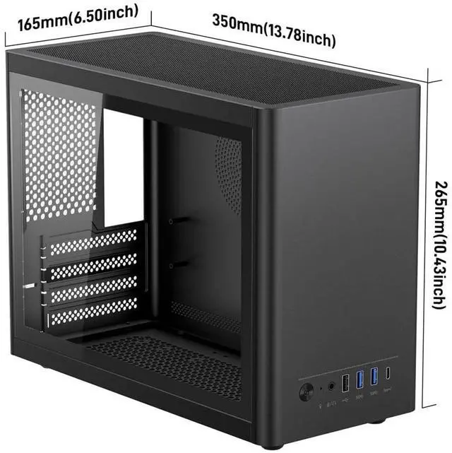 Alt view image 2 of 5 - Micro ATX Case with Fans, 2PCS 90mm RGB Fans Pre-Installed,14.6L 0.8mm Thickness SPCC MATX PC Case Mini ITX PC Case with Type C USB3.0, Supports 135mm CPU Cooler, 310mm GPU and Standard ATX PSU Black