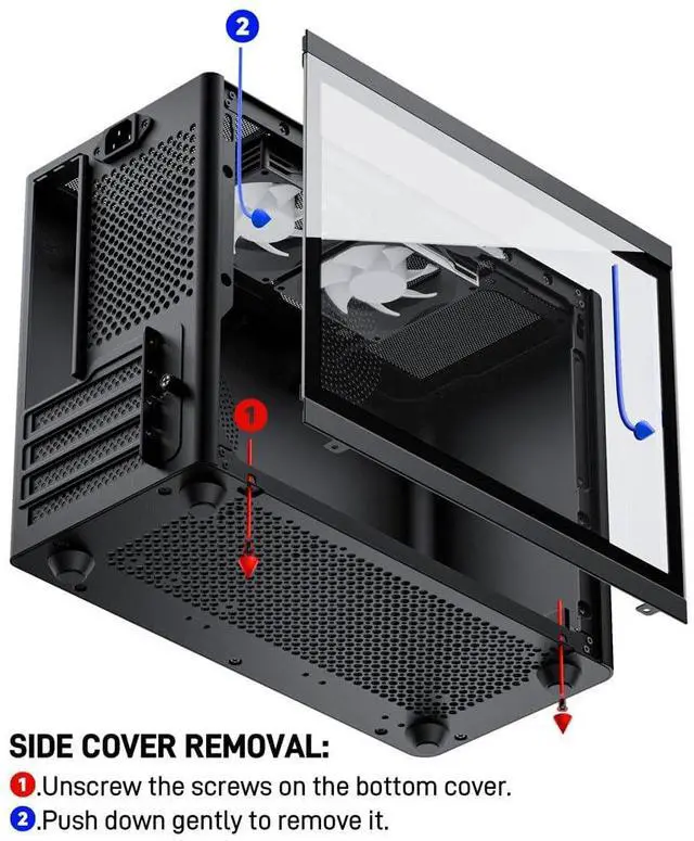 Alt view image 4 of 5 - Micro ATX Case with Fans, 2PCS 90mm RGB Fans Pre-Installed,14.6L 0.8mm Thickness SPCC MATX PC Case Mini ITX PC Case with Type C USB3.0, Supports 135mm CPU Cooler, 310mm GPU and Standard ATX PSU Black