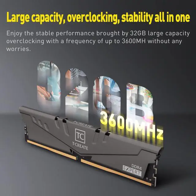 Alt view image 3 of 5 - TEAMGROUP T-Create Expert overclocking 10L DDR4 16GB Kit (2 x 8GB) 3200MHz (PC4 25600) CL16 Desktop Memory Module Ram - TTCED416G3200HC16FDC01