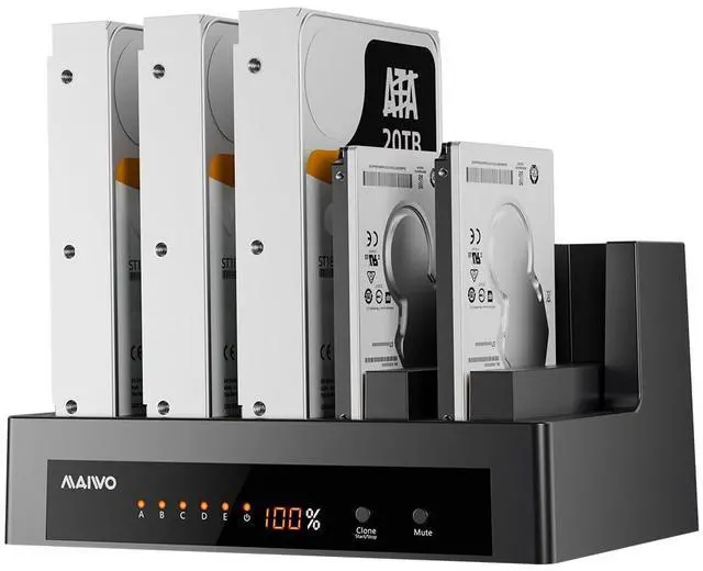 Main image of MAIWO 5 Bay External Hard Drive Docking Station for 2.5'' 3.5'' SATA HDD/SSD, USB3.0 HDD Dock with Offline Clone, 5 Bay Hard Drive Cloner/Duplicate, 110TB Capacity Expansion