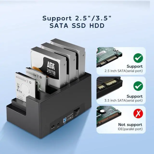 Alt view image 4 of 5 - MAIWO 5 Bay External Hard Drive Docking Station for 2.5'' 3.5'' SATA HDD/SSD, USB3.0 HDD Dock with Offline Clone, 5 Bay Hard Drive Cloner/Duplicate, 110TB Capacity Expansion