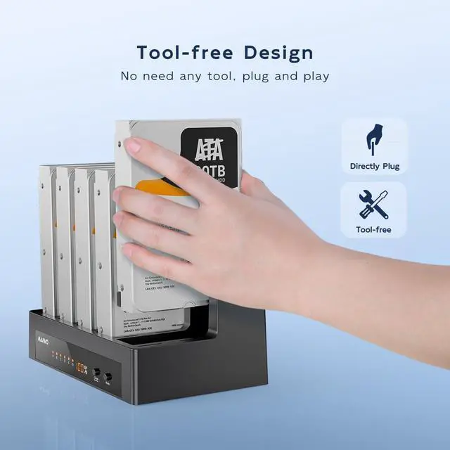 Alt view image 5 of 5 - MAIWO 5 Bay External Hard Drive Docking Station for 2.5'' 3.5'' SATA HDD/SSD, USB3.0 HDD Dock with Offline Clone, 5 Bay Hard Drive Cloner/Duplicate, 110TB Capacity Expansion