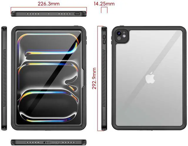 Alt view image 2 of 5 - IP68 Waterproof Case for iPad Pro 13 inch M4 2024 with Pencil Holder,Foldable Kickstand,Shock Dust Snow Proof, Full-Sealing Watertight Cover