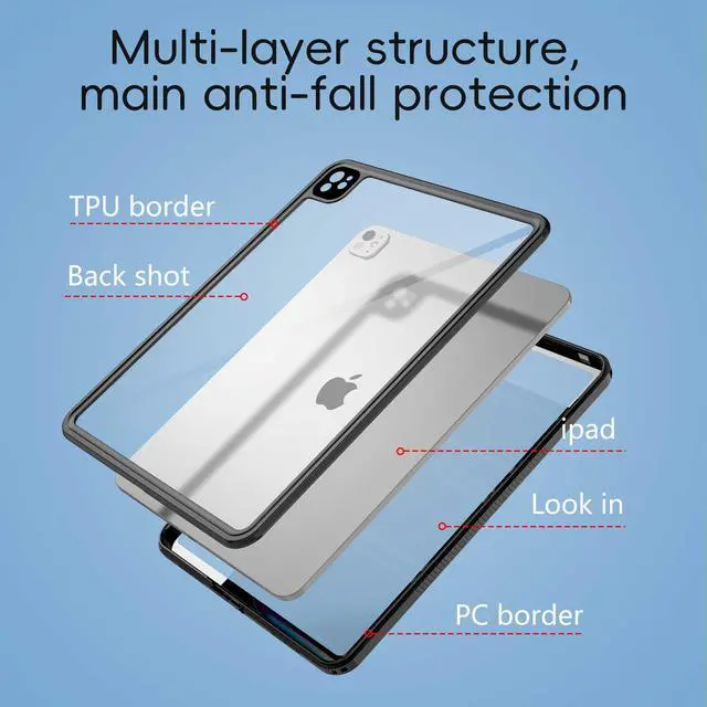 Alt view image 3 of 5 - IP68 Waterproof Case for iPad Pro 13 inch M4 2024 with Pencil Holder,Foldable Kickstand,Shock Dust Snow Proof, Full-Sealing Watertight Cover