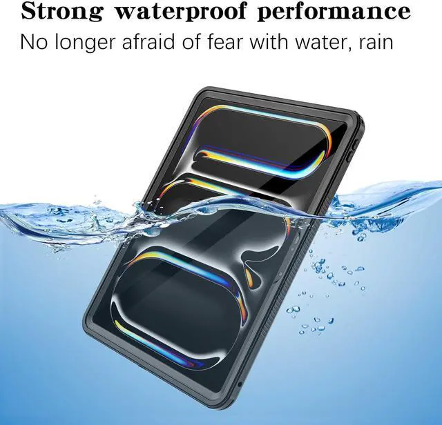 Alt view image 4 of 5 - IP68 Waterproof Case for iPad Pro 13 inch M4 2024 with Pencil Holder,Foldable Kickstand,Shock Dust Snow Proof, Full-Sealing Watertight Cover